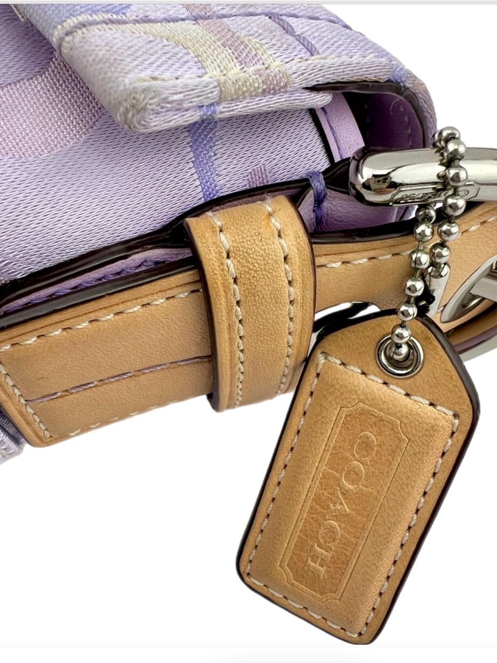 COACH Purple Soho Signature LADYBUG Shoulder Bag/Leather Buckle Style 1555 Y2K - Picture 12 of 16